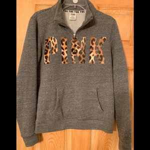 NWOT PINK LEOPARD HALF ZIIP